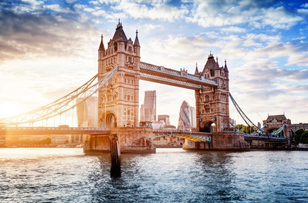 Tower Bridge in London over River Thames